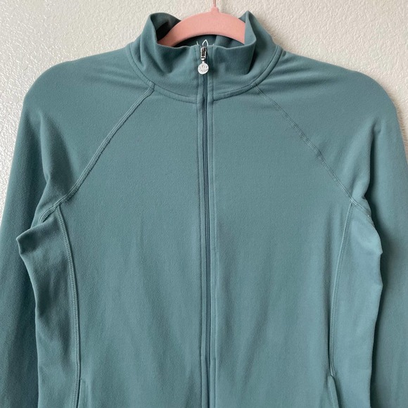 Beyond Yoga Jacket Small Jade Green Full Zip Mock Neck Supplex Athletic Stretch - Picture 4 of 13